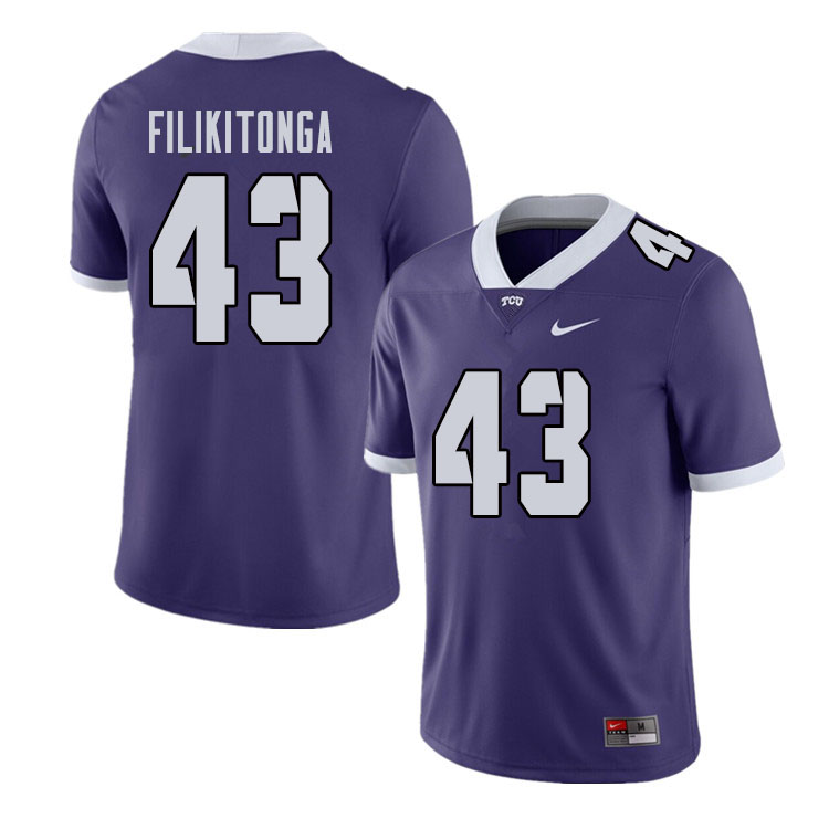 Men #43 Izaih Filikitonga TCU Horned Frogs College Football Jerseys Sale-Purple - Click Image to Close